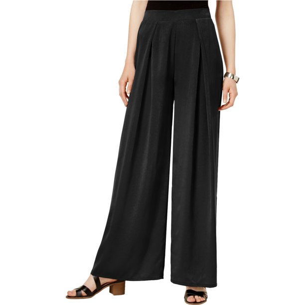 Pantalones de Pierna ancha bar III informales plisados para mujer negro grande
