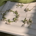 thumbnail image 3 of Pendientes de orquídea de lirio blanco, pulsera, collar, pendientes de primavera con bosque de hadas, cadena de clavícula para niña, delicados pendientes con clip, 3 of 6