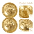thumbnail image 3 of ADDHAT Sturdy Golden Metal Buttons British Style Sewing Fasteners 20Pcs, 3 of 8