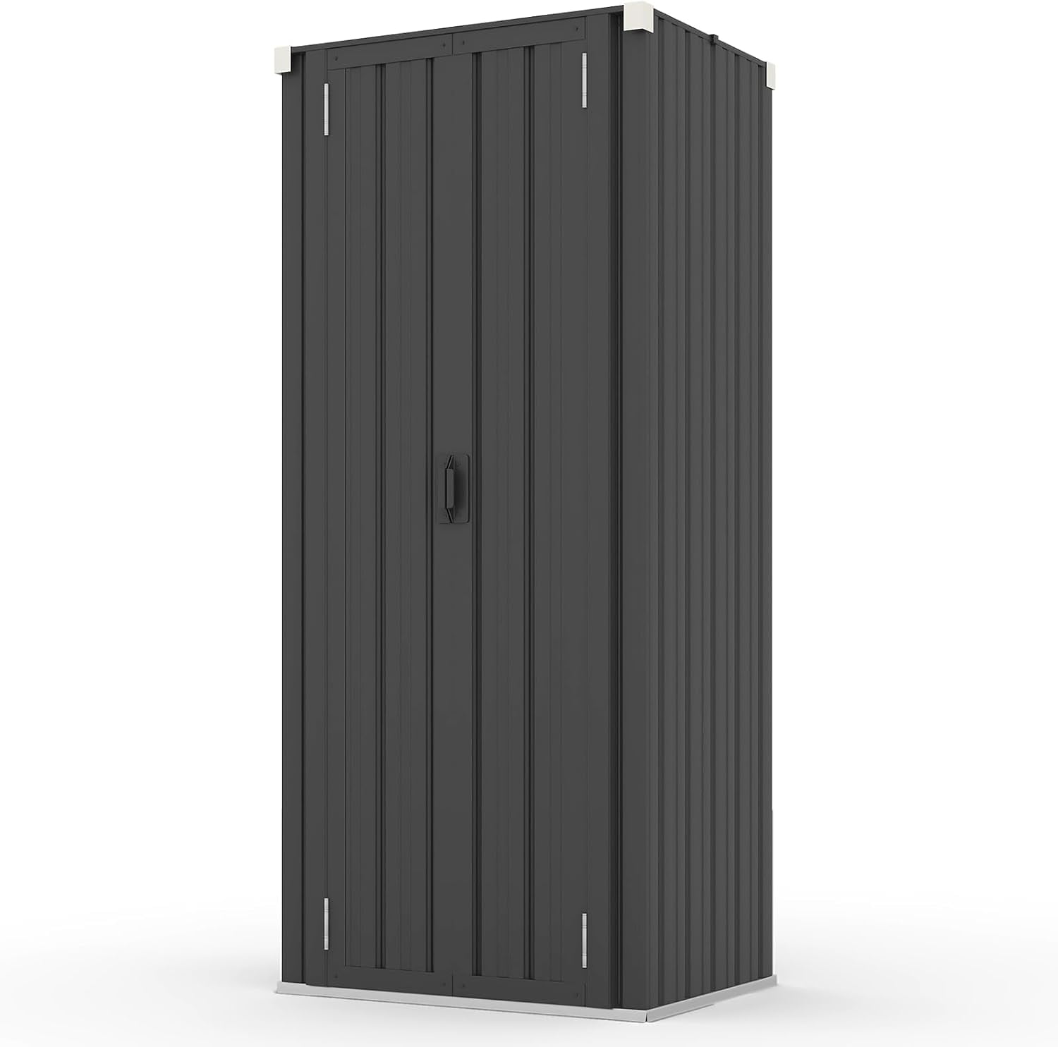 AECOJOY Outdoor Storage Cabinet for Garden & Patio, a Metal Organizer with Doors and Shelves in Gray