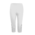 thumbnail image 5 of Knee Cutout Capri Leggings for Women High Waisted Cropped Yoga Leggings Seamless Fit Athletic Workout Pants Running Fitness , #02 White, XXL, 5 of 8
