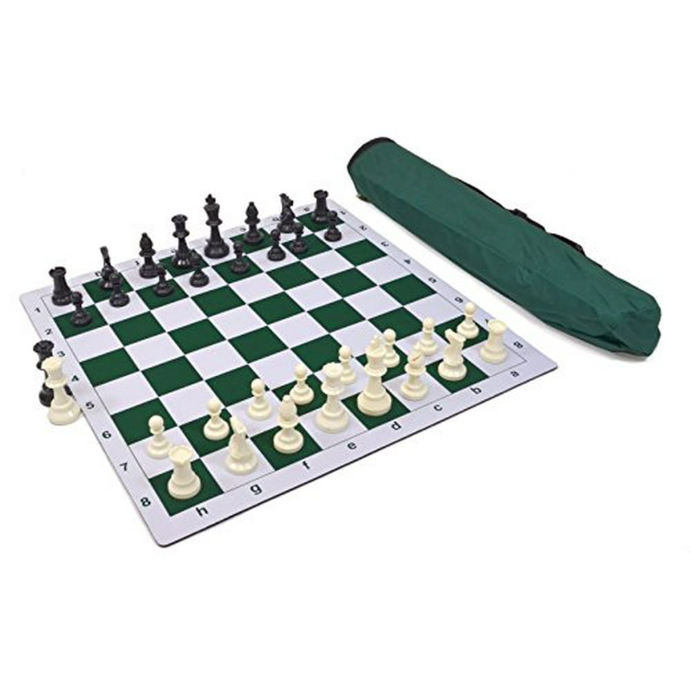 Wholesale Chess Triple Weighted Pieces And Mousepad Board Chess Set (Green)
