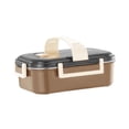 thumbnail image 3 of Lonchera apta para alimentos, lonchera de gran capacidad, caja bento sellada para almacenar comidas marrón, 3 of 9