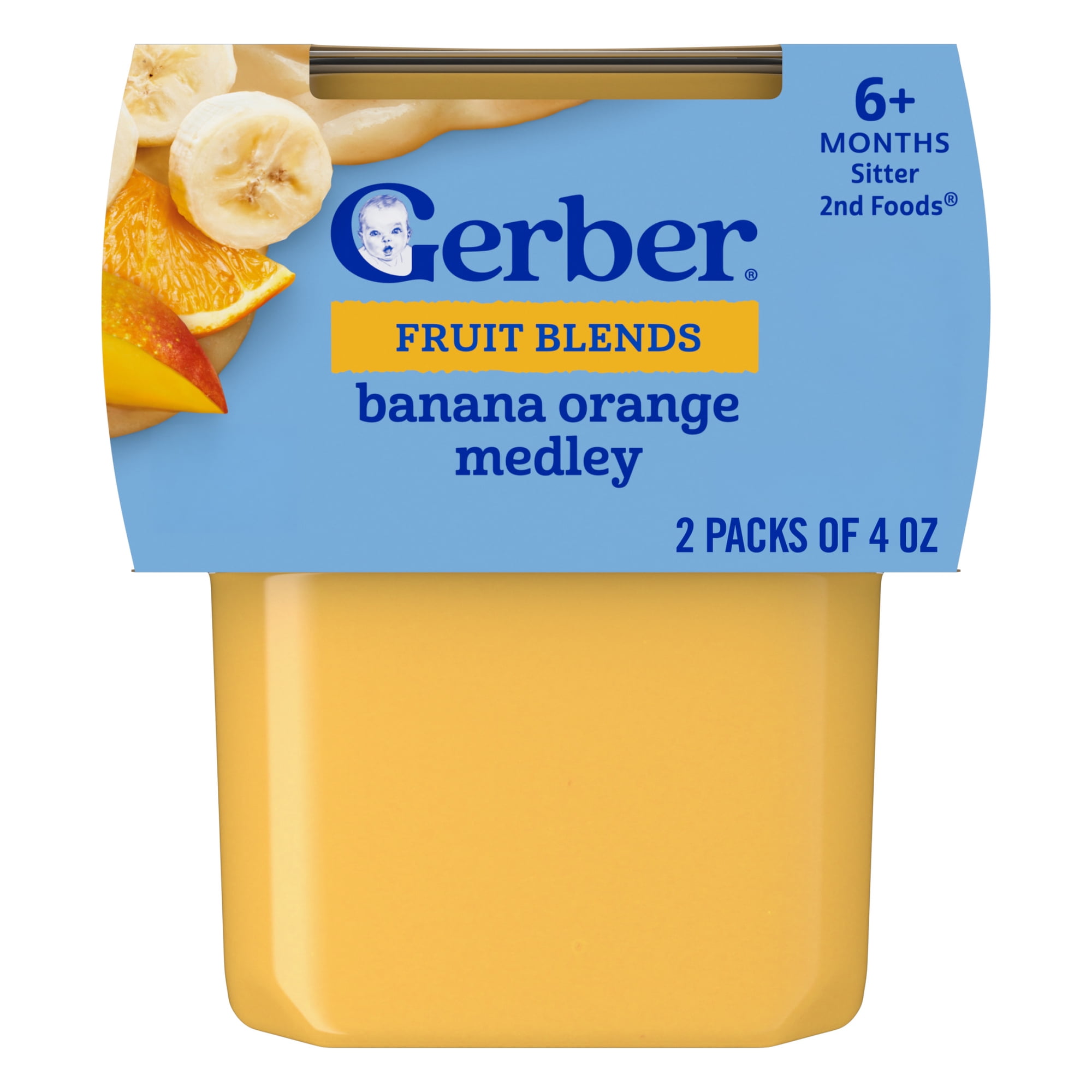 Gerber 2nd Foods Baby Food, Banana Orange Medley, 4 oz Tubs (2 Pack)
