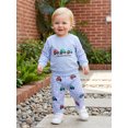 thumbnail image 6 of RUINIXCW Toddler Baby Boy Spring Fall Winter Outfits Infant Baby Boy Clothes Tractors Letter Embroidery Sweatshirt Top and Wide Legs Plaid Pants Set, 6 of 10