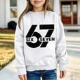 thumbnail image 2 of Fiaer 67 Pullover Tops for Kids Six Seven Sweatshirt Long Sleeve Drop Shoulder Loose Fit Casual Fashion Tee,Size 1-12 Years White 160, 2 of 4