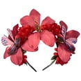 thumbnail image 2 of LIZUOJUN Flower Headband for Women Butterfly Hair Accessory Large Bloom Floral Headpiece Beach Vacation Party Halloween Wedding Hair Band, One Size, 2 of 8