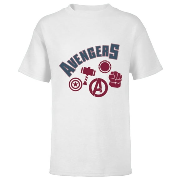 Marvel Avengers Icons Iron Man Captain America Hulk and Thor - Short Sleeve T-Shirt for Kids - Customized-White