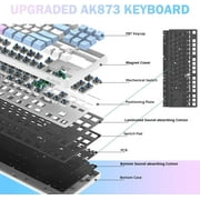 Ajazz AK873 Wired Hot Swappable Mechanical Keyboard, Coiled Cable, 22 RGB Backlit, Classic 3 Color PBT Floating Keycaps, 87% Keyboard with Detachable Magnet Cover, Custom DIY Keyboard