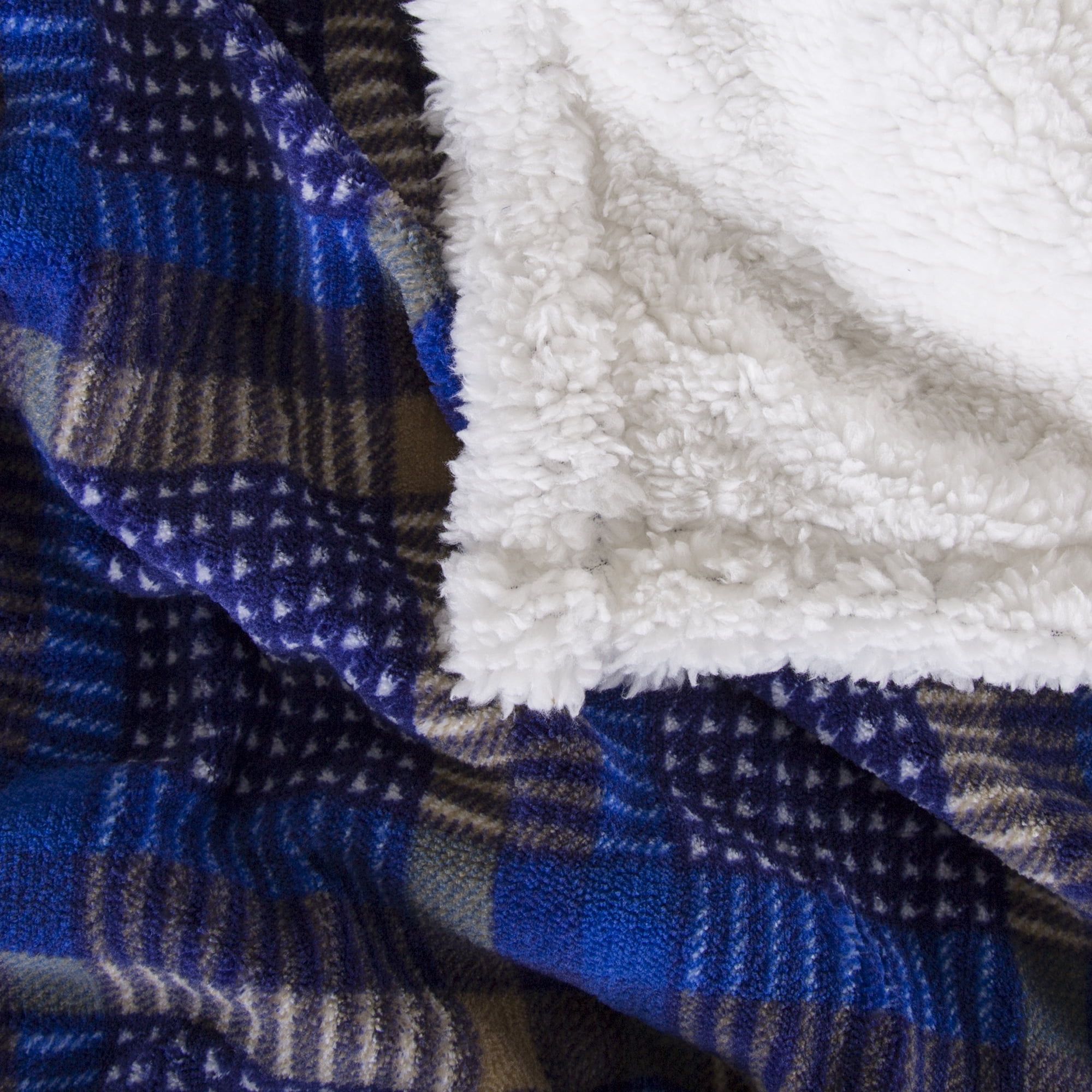 Somerset Home 50-Inch x 60-Inch Machine-Washable Plaid Fleece Blanket, Blue
