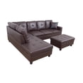 thumbnail image 5 of PonLiving Furniture Brown Faux Leather 3 Piece Sectional Sofa Couch Set, L-Shaped Modern Sofa with Chaise Storage Ottoman for Living Room Furniture, Left Hand Facing, 5 of 5