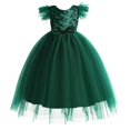 thumbnail image 4 of Spazoro Kids Girls Dress Skirts, Sleeveless Sequin Princess Pageant Party Birthday Wedding Solid Color Mesh Dresses for Child Girls Green Size 6 T, 4 of 7