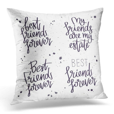 ARHOME Black Attitude Best Friends Forever The Trend Calligraphy on White Quotes About Friendship Band Pillow Case Pillow Cover 18x18 (Best Friends Forever Band)