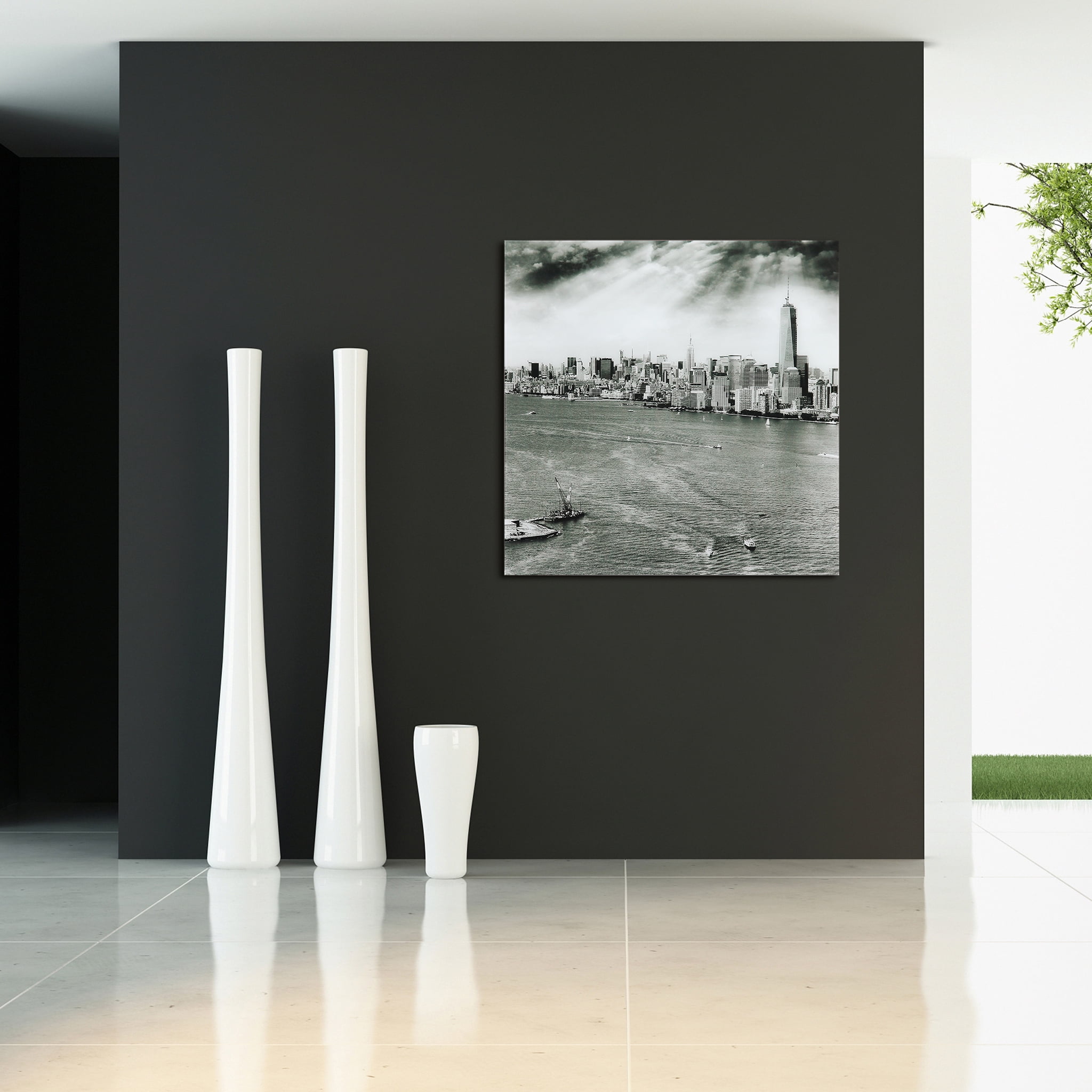 Empire Art Direct New York Skyline B Frameless Free Floating Tempered Glass Panel Graphic Wall Art, 36" x 36" x 0.2", Ready to Hang