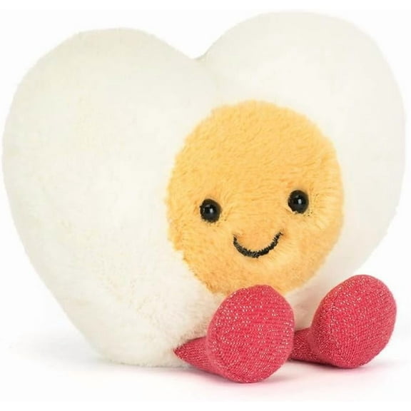 Jellycat Amuseables Heart Boiled Egg Plush, 3 Inch Sitting Height