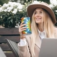 thumbnail image 5 of 20oz Coffee Tumblers Colorful Rainbow Tie Dye Spiral Pattern Stainless Steel Vacuum Insulated Travel Tumbler Coffee Cups Mug with Lid and Straw with Cleaning Brush for Cold & Hot Drinks, 5 of 5