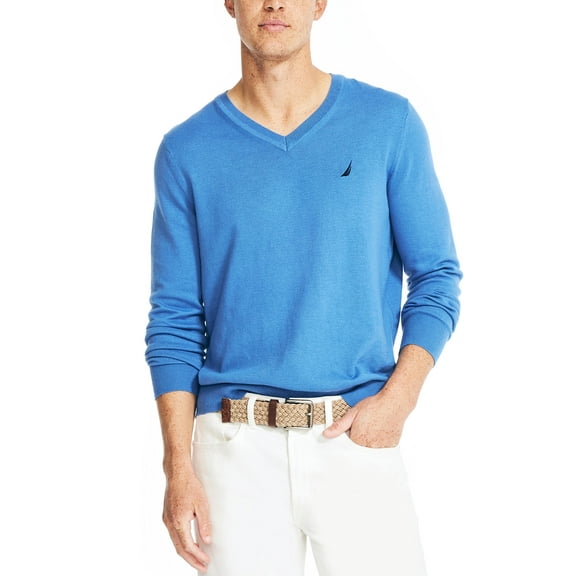 Nautica Mens Navtech Performance Classic Fit Soft V Neck Sweater Delft Blue XL