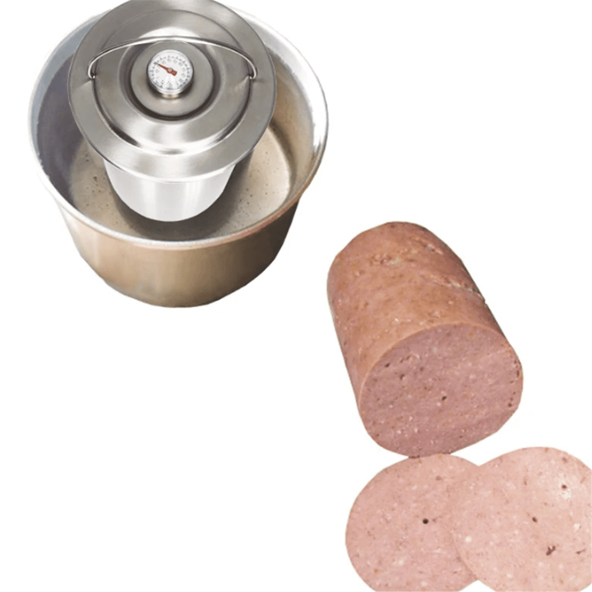 Stainless Steel Ham Maker Machine with Thermometer, Meat Poultry Kitchen Cooking Tools