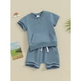 thumbnail image 3 of Qtinghua Infant Toddler Baby Girl Boy Summer Clothes Short Sleeve Embroidery T-shirt Tops with Shorts Outfits Blue 18-24 Months, 3 of 9