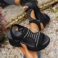 thumbnail image 2 of Xfvqtps Sandals for Women Knit Wedge Heel Peep Toe Comfortable Slip on Breathable Casual Shoes for Women Outdoor Wear, 2 of 9