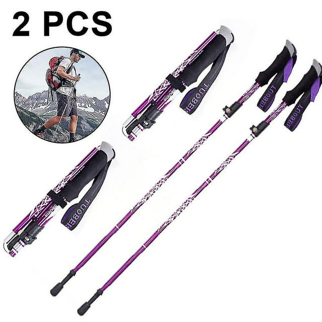 Poteaux de Randonnée Pliables - Alliage d'Aluminium Randonnée2Pcs, Violet)
