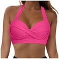 thumbnail image 3 of TOWED22 Bikini Top for Women Textured Swim Suit Tops Scoop Neck Swimsuit Top Fashion Bathing Suit Tops Hot Pink,XL, 3 of 9