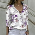 thumbnail image 2 of ZMHEGW Women's Floral Printed Shirts Tops Long Sleeve Lapel Button Down Blouse Summer Casual Fitted, 2 of 5