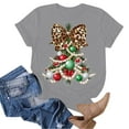 thumbnail image 4 of idosla Faux Glitter Green Floral Christmas Tree with Red Dots Bow Shirt for Women Teens and Girls (Grey, M), 4 of 6