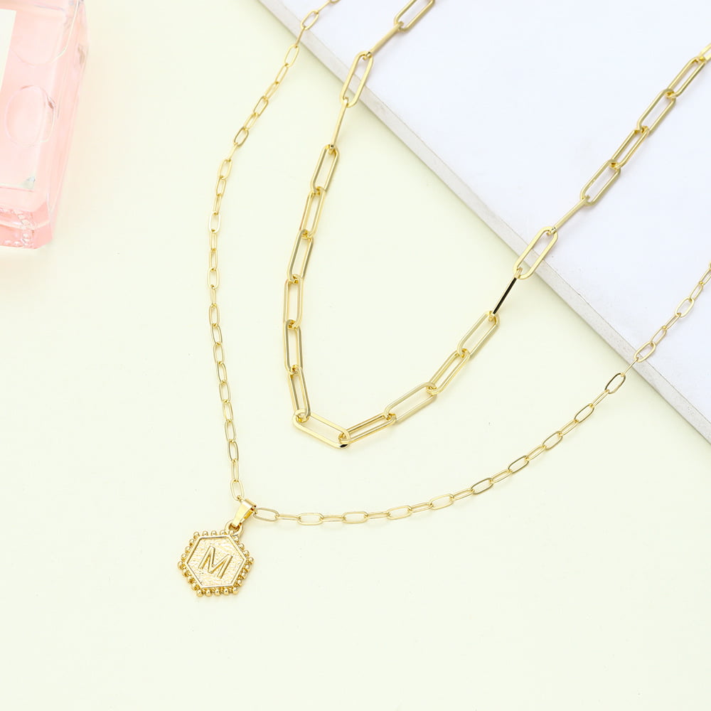 Letter 26 Initials Necklaces for Women, 14K Gold Plated Paperclip Chain Necklace  Simple Cute Hexagon Letter Pendant Initial Choker Necklace Gold Layered  Necklaces for WomenCallanCity - Personalized Luxury GIFT,Phone  Accessories,Watch Accessories