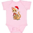 thumbnail image 3 of Inktastic Cute Christmas Cat Tangled in Colorful Lights with Red Hat Boys or Girls Baby Bodysuit, 3 of 5