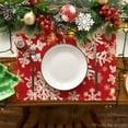 thumbnail image 2 of mubwai Red Snowflakes Christmas Placemats for Dining Table, 12 x 18 Inch Seasonal Winter Washable Table Mats Set of 4, 2 of 6