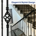 thumbnail image 4 of 9 Pack Iron Balusters,Hollow Double Basket Iron Spindles Hollow Single Basket Staircase Balusters Single Twist 1/2" Square Stair Balusters with 18 Swivel Shoes, 4 of 8