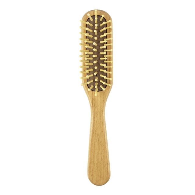 Cepillo de viaje de haya con peine y cojín de aire, cerdas de madera redondas y resistentes, adecuado para el cuidado diario