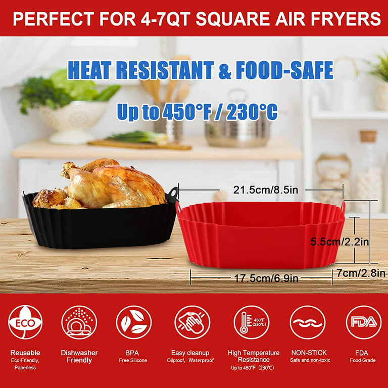 3 Pack Silicone Air Fryer Liners for 4 to 7 QT Air Fryer Reusable Air Fryer  Bask