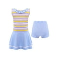 thumbnail image 2 of TiaoBug Two Pieces Bathing Suit for Child Girls Flounces Ruffled Sleevelss Swim Dress with Shorts Pool Beach Swimwear Blue 7-8, 2 of 7