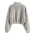 thumbnail image 2 of ZAFUL Zipper Drop Shoulder Faux Fur Coat Gray Cloud XL, 2 of 4