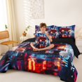 thumbnail image 3 of Erosebridal Fire Truck Twin Bedding, Firefighter Bedding Comforter Set, City Night, Black Reversible 7-Piece, 3 of 6