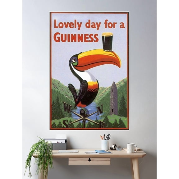 Lovely Day For A Guinness Poster Wall Art, UNFRAMED PAPER POSTER, Home Decor, Vintage Gift, Living Room Dercor