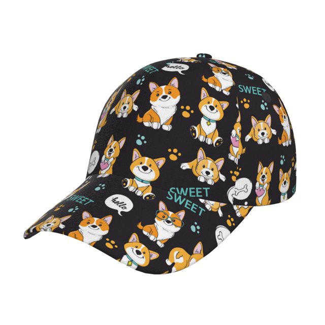 Balery Cute Dogs Corgi Gorra de béisbol de tamaño ajustable para correr, entrenar y actividades al aire libre. Gorra de papá para todas las estaciones.