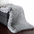 thumbnail image 4 of Chunky Knit Throw Blanket, Bundle with Knitted Throw Pillow - Bulky, Soft, Fluffy - Boho Gift, 4 of 5
