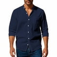 thumbnail image 5 of Havenre Men's Linen Sets 2 Piece Outfits Casual Long Sleeve Button Down Hawaiian Shirts and Drawstring Elastic Waist Pants Summer Beach Vacation Lounge Outfit Set Navy XXL, 5 of 7