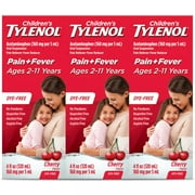 Children's Tylenol Pain+Fever Medicine, Dye-Free, Cherry, 4 fl. oz