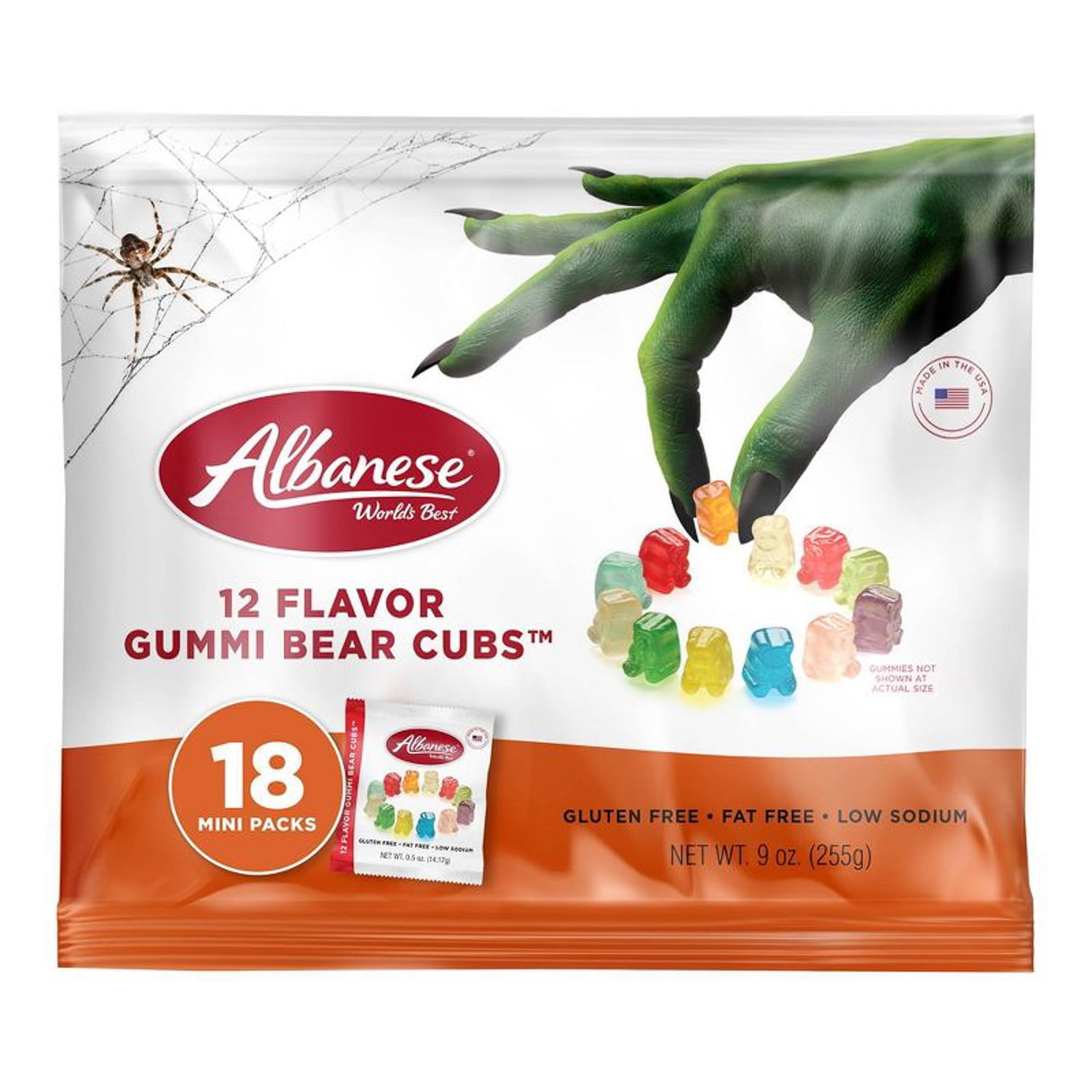 Albanese 12 Flavor Halloween Candy Gummy Bear Cubs, 9 oz, 18 Count