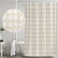 thumbnail image 5 of Extra Long Shower Curtain 72x96 Inch, Beige Buffalo Check Shower Curtain Waterproof Bathroom Decor, Farmhouse Boho Plaid Vintage Rustic Fabric Bath Curtain Set Accessories with Hooks, 5 of 7
