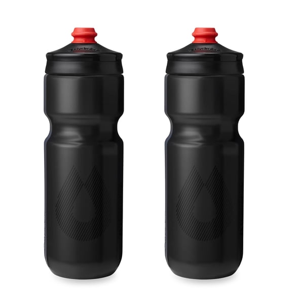 HidraPak | Botella Polar - Botella de agua ligera para bicicleta Breakaway Surge, paquete de 2 - Botella exprimible de alto flujo, para ciclismo y deportes (carbón vegetal, 740 ml/25 oz)