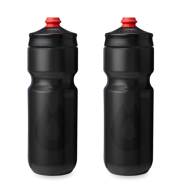 HidraPak | Botella Polar - Botella de agua ligera para bicicleta Breakaway Surge, paquete de 2 - Botella exprimible de alto flujo, para ciclismo y deportes (carbón vegetal, 740 ml/25 oz)