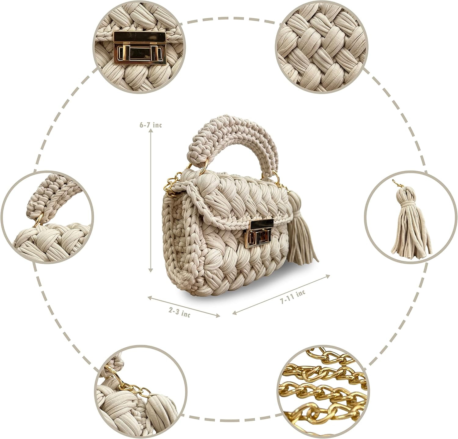 Evening Clutch Bag for Women, Handmade Crochet Wedding Party Purse, Small Flap Formal Crossbody Handbag Evening Clutch