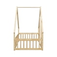 thumbnail image 6 of Miniyam Wood Twin Size Floor Bed with House-Shaped Design & Guardrails for Toddler, Natural, 6 of 7