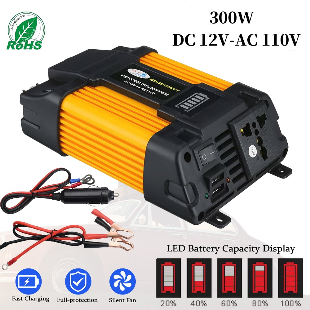 MDHAND 300W Continuous Power Inverter with Dual USB Ports for Car