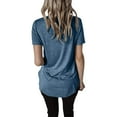 thumbnail image 4 of Plebaso Chemises Décontractées à Manches Courtes pour Femmes Col en V Croisé Blouses Amples Couleur Unie T-Shirts Mignons, 4 of 7